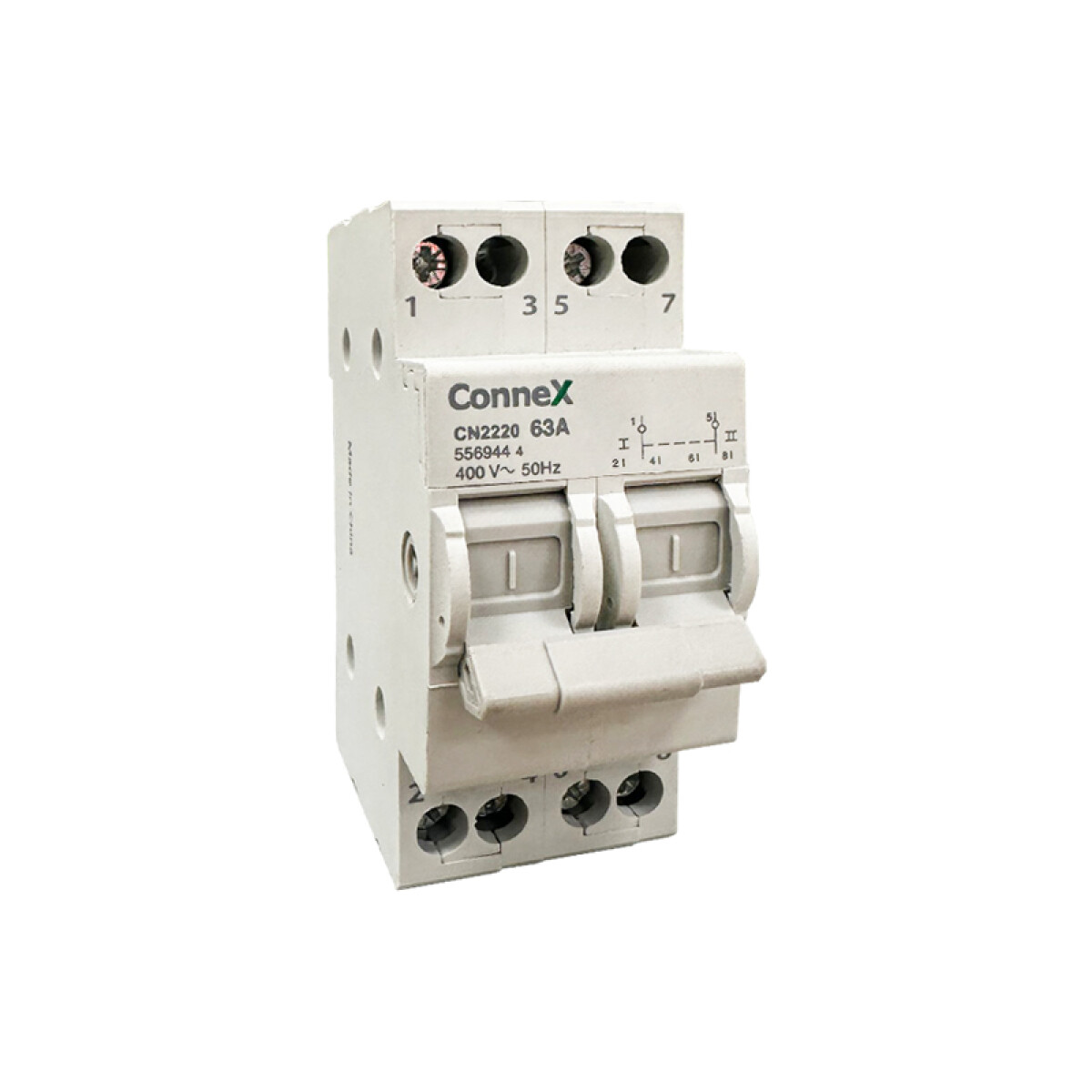 Doble vía manual p/riel 2P 63A (I - 0 - II) - CN2220 