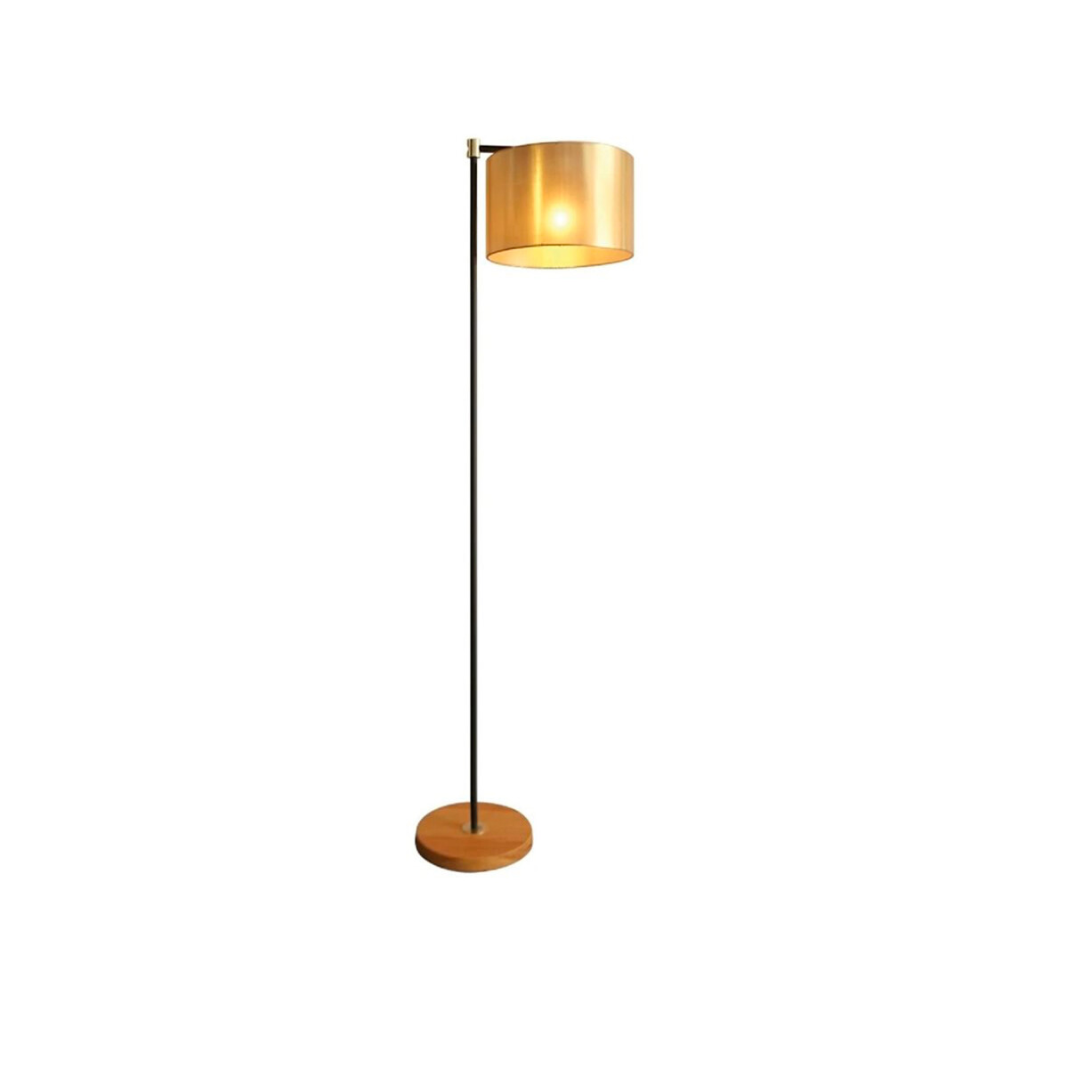 Lámpara De Pie Pantalla Seda Estructura Metal Elegante - Negro 