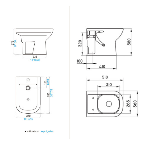 JUEGO DE LOZA INODORO CORTO TAPA Y BIDET BARI BLANCO 000