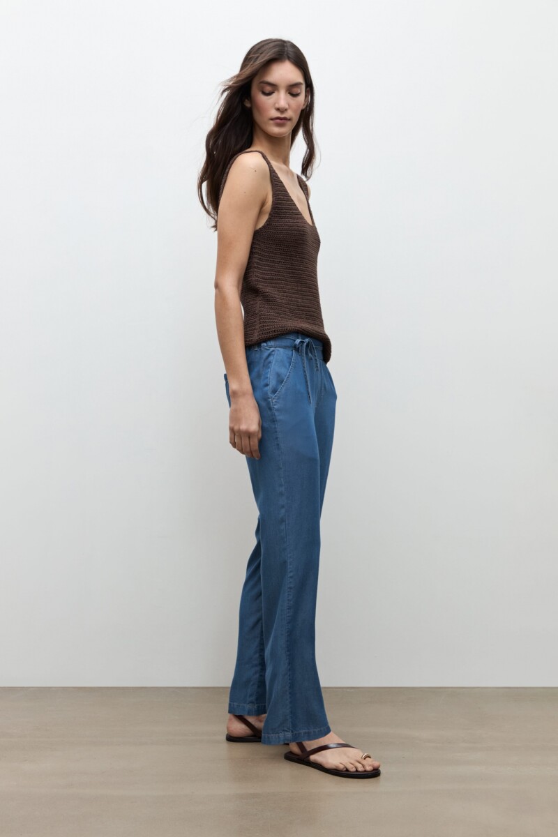 Pantalon recto Lyocell jean medio