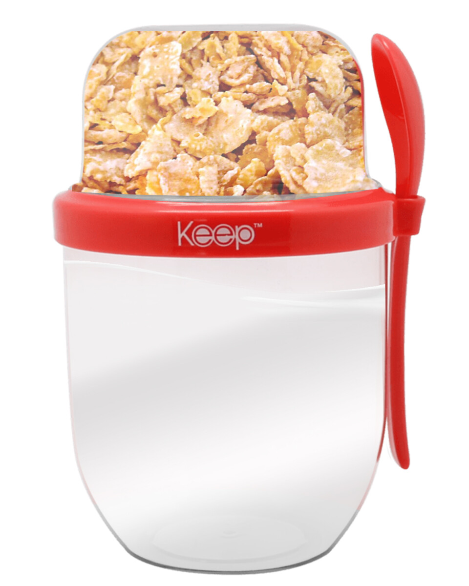 Vaso para yogurt con cereales/fruta 500ml + cuchara Keep To Go 