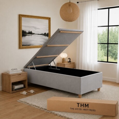 Sommier Baul 1 Plaza HAMPTONS Smartbox Mercury 90x190 Gris