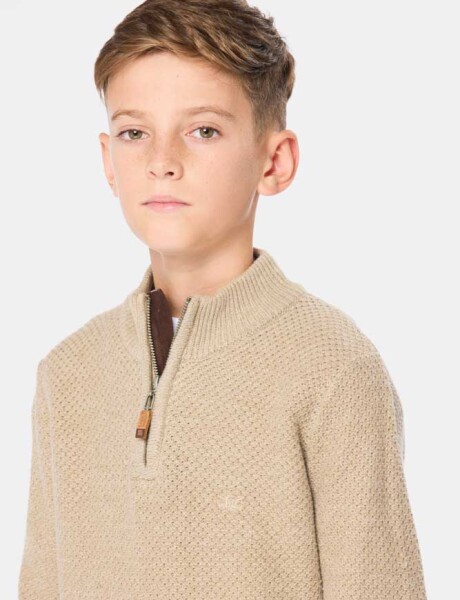 BUZO TEJIDO MEDIO CIERRE Beige