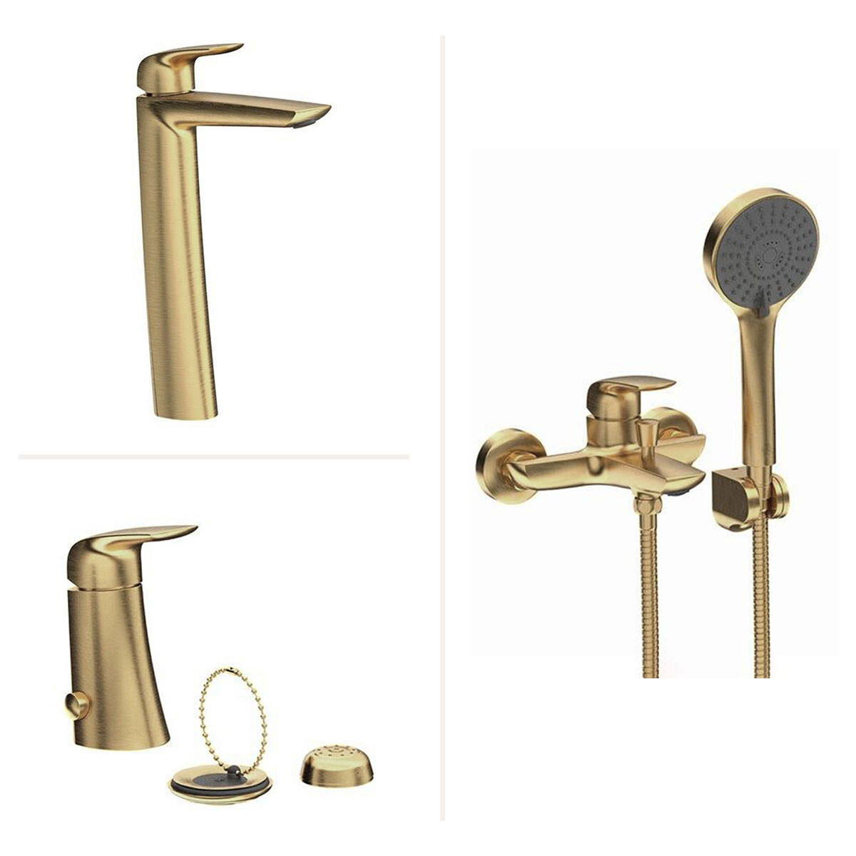 Juego Grifería Ducha Teléfono Bidet Y Lav Alto 