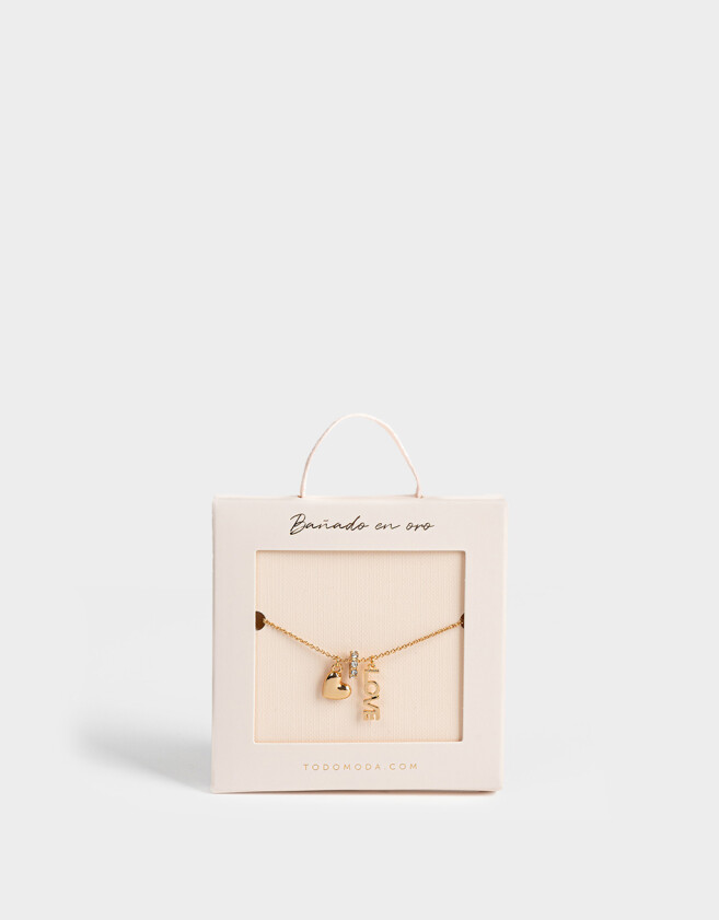 Collares Cortos Collar Corto Multidijes Bañado En Oro - Dorado