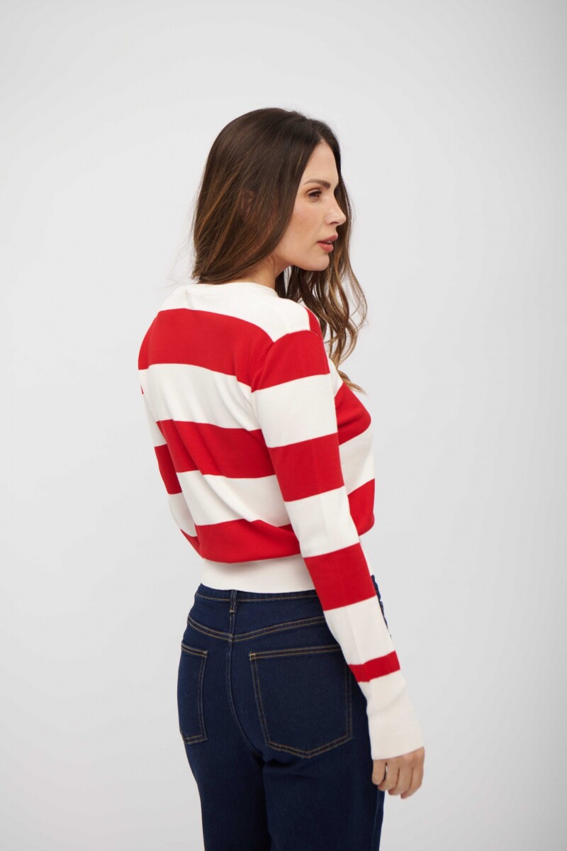 BUZO LORENZA CRUDO Y ROJO CEREZA