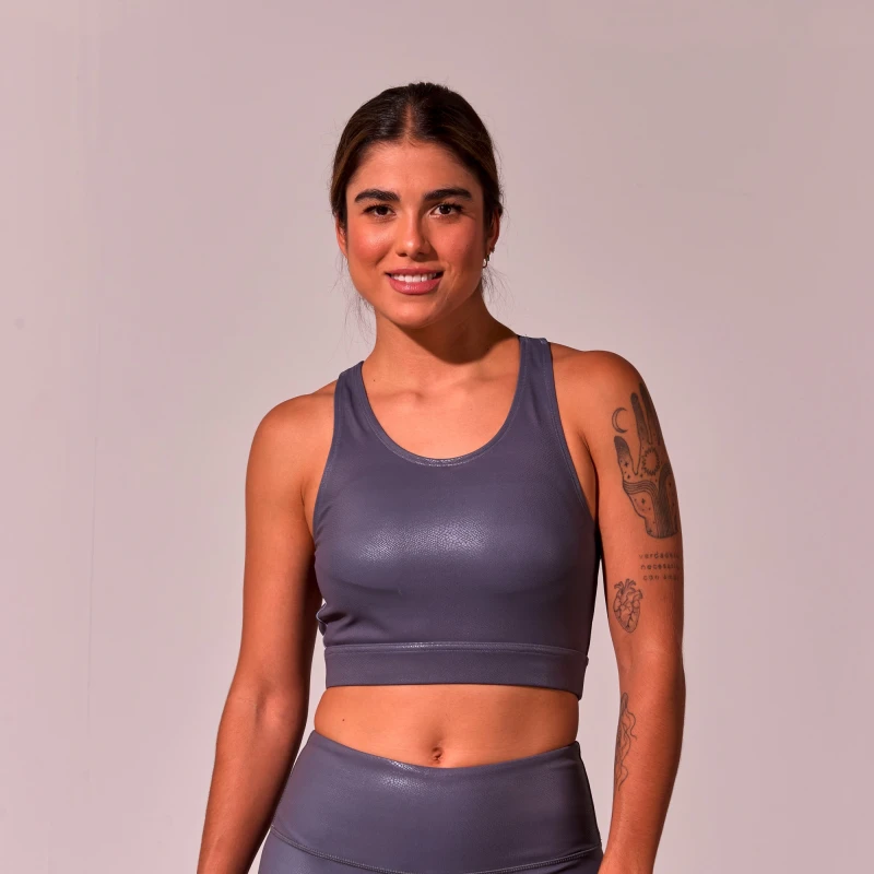 Top Reptil de Mujer Gris