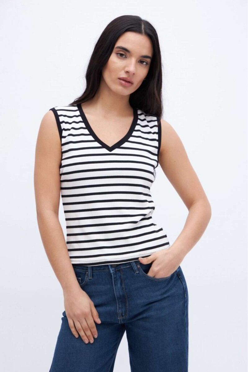 Musculosa Moira - Rayas negra 