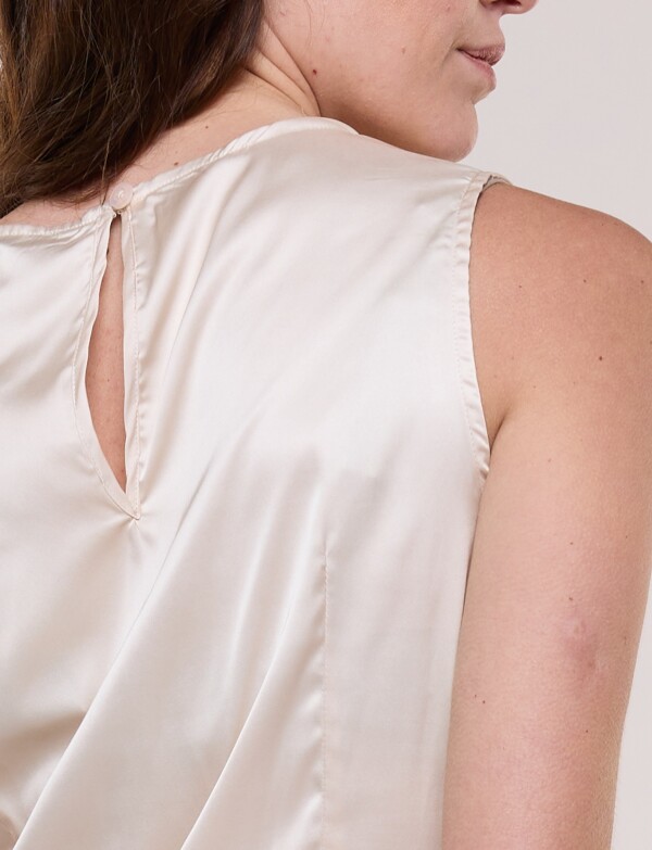 Blusa Escote Asimétrico Aro Dorado BEIGE