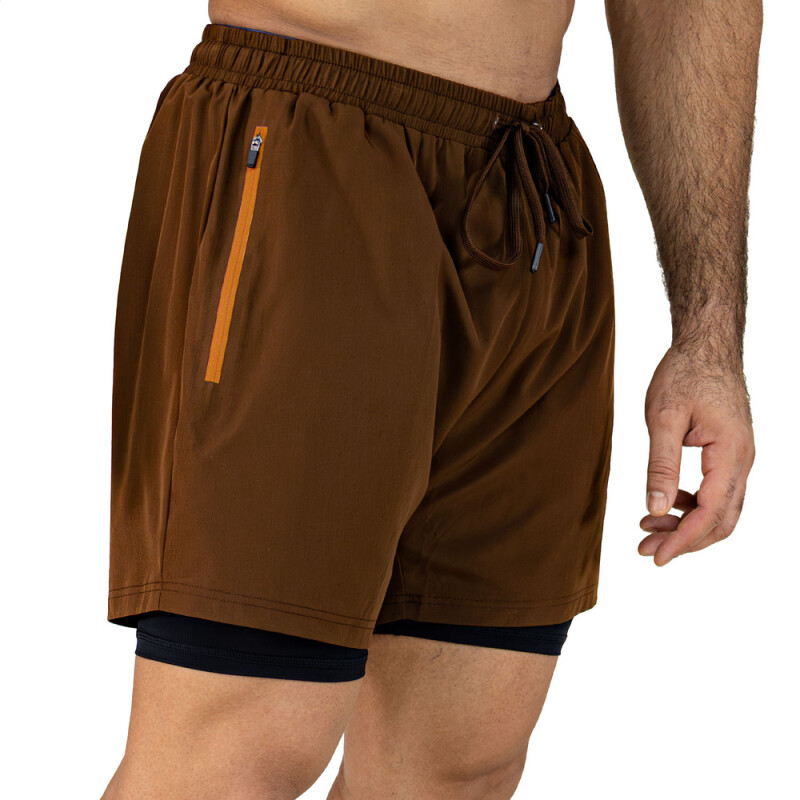 SHORT 2N1 MEN POLY/SPX EVERLAST 5" FORCE COFFEE M6 COFFEE