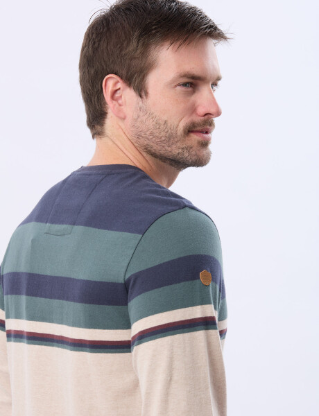 REMERA RAYADA DE ALGODÓN AZUL