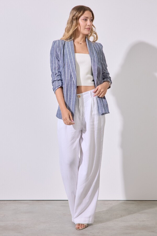 Blazer Lino Lineas AZUL/BLANCO