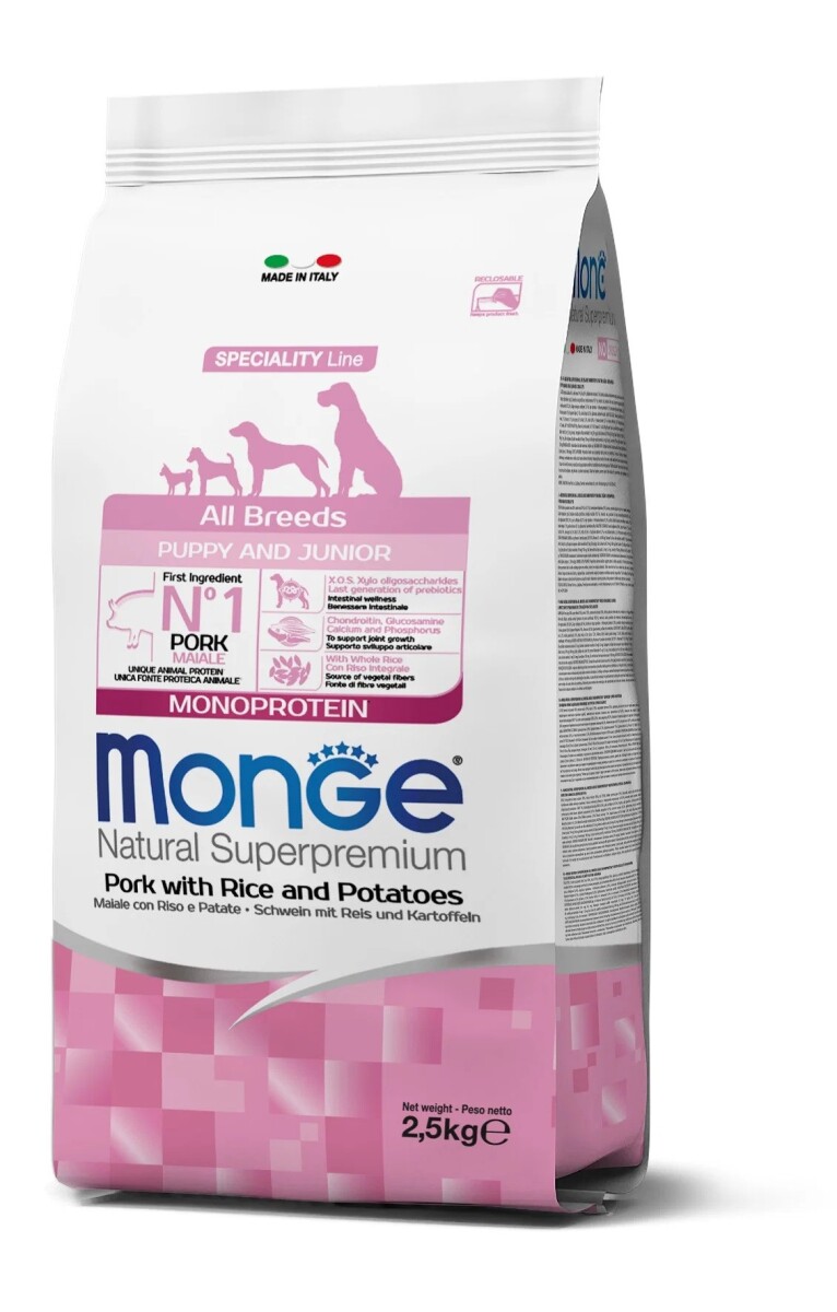 MONGE MONOPROTEÍNA ALL BREEDS PUPPY PORK 2.5 KG 