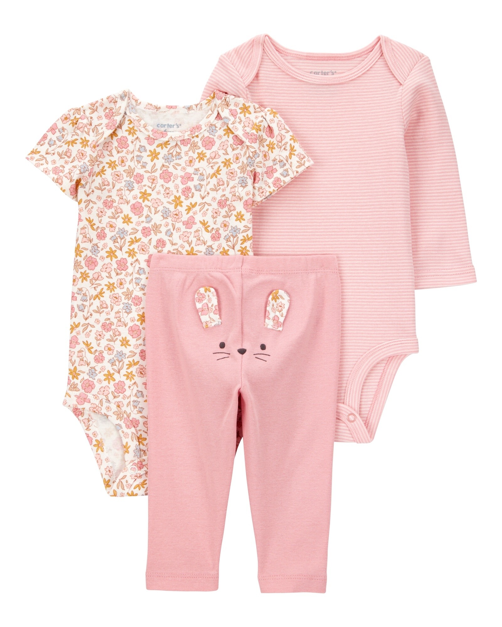 Set tres piezas de algodón, pantalón y dos bodies, diseño ratoncita Sin color