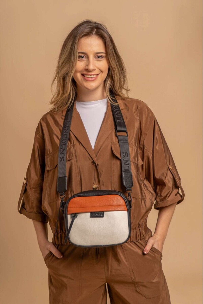 Bandolera Palma - Blanco - Caramelo Y Negro 