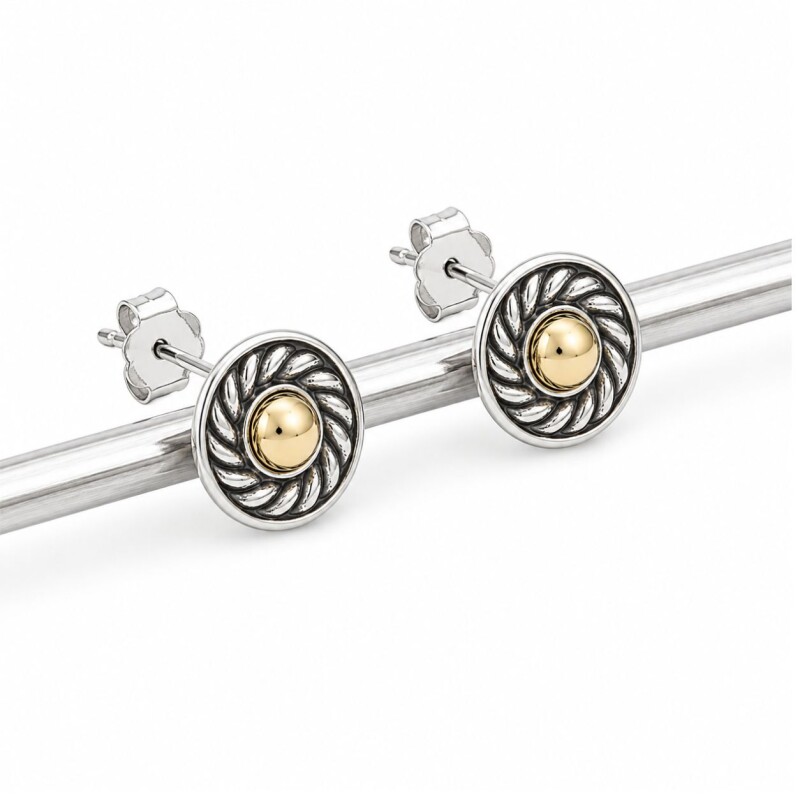 Caravana Circulo Labrado- Plata y oro - CA8484 sinpiedra