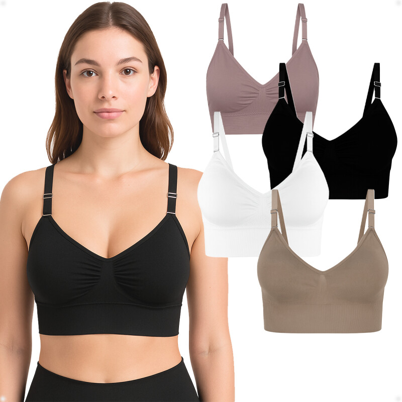 Soutien Top Deportivo Con Tiras Y Broche Color Negro