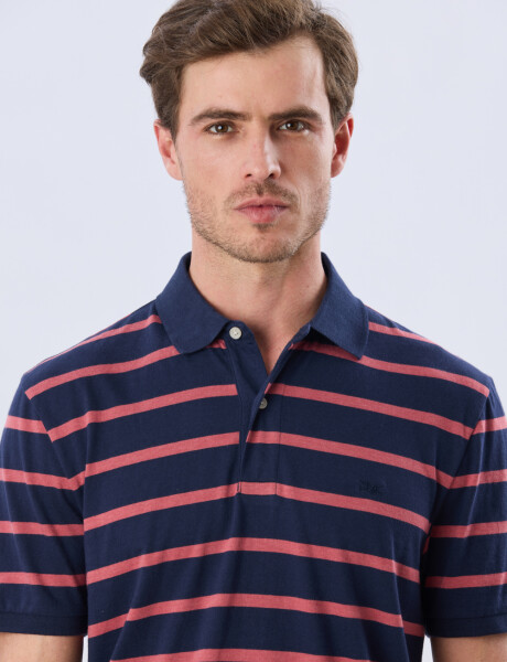 REMERA POLO RAYADA JERSEY Azul