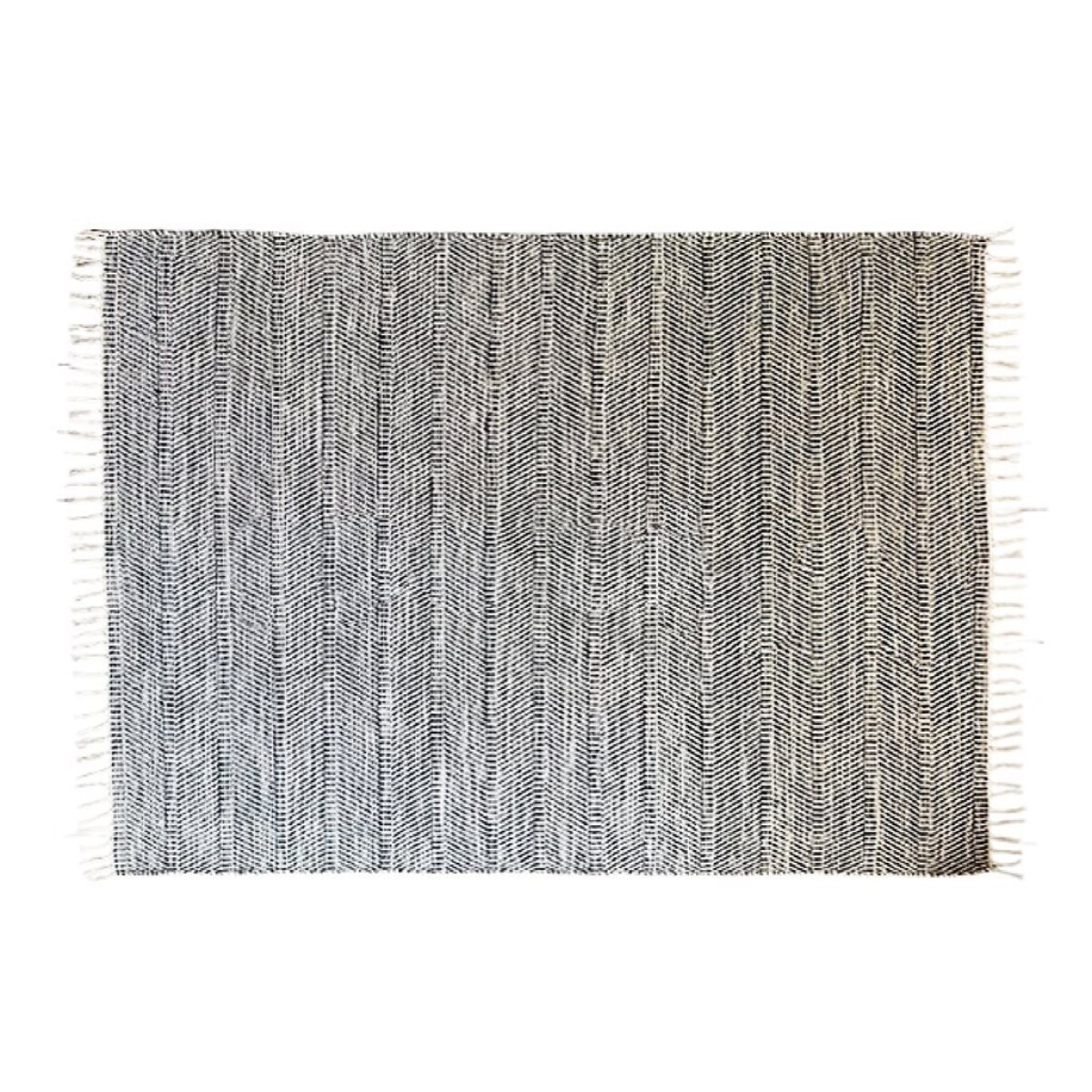 ALFOMBRA 150X210CM JASPEADO CON FLECOS NATURAL Y NAVY 