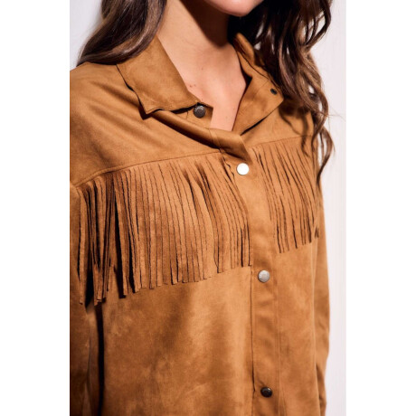 Camisa Gamuza Flecos Camel