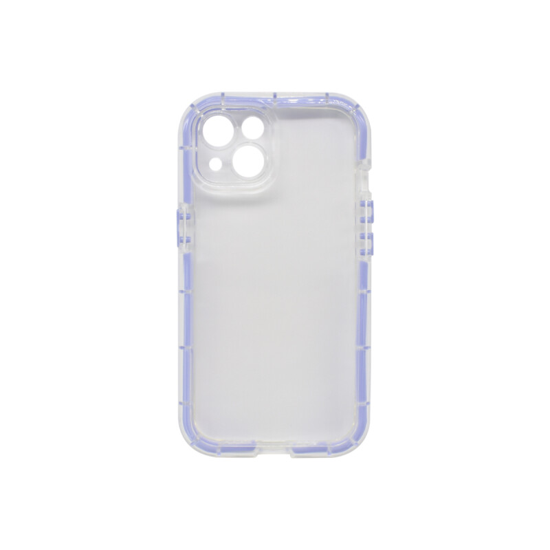 Protector iPhone 13/14 transparente bordes lila Protector Iphone 13/14 Transparente Bordes Lila