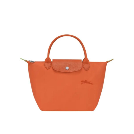 Longchamp -Cartera Longchamp plegable de nylon con cierre y asa corta, Le pliage green S Naranja