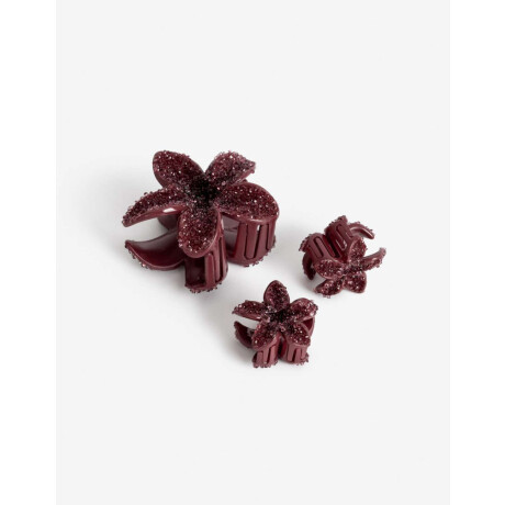 Set De Broches Flor Hawaiana Rojo Burdeaux