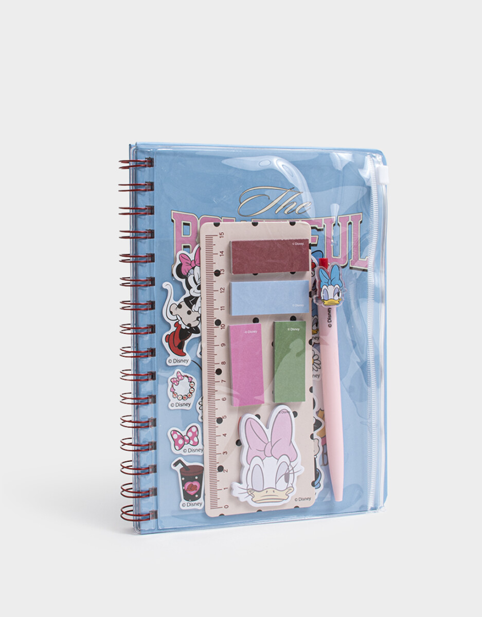 Set De Librería Con Cuaderno Y Notas Adhesivas Azul 