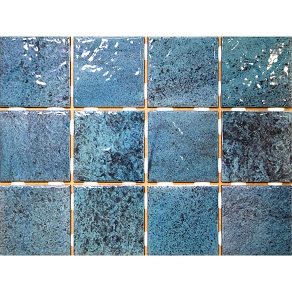 Ceramica Piso 10X10 En Malla Brillo Gamas De Azul Brick 