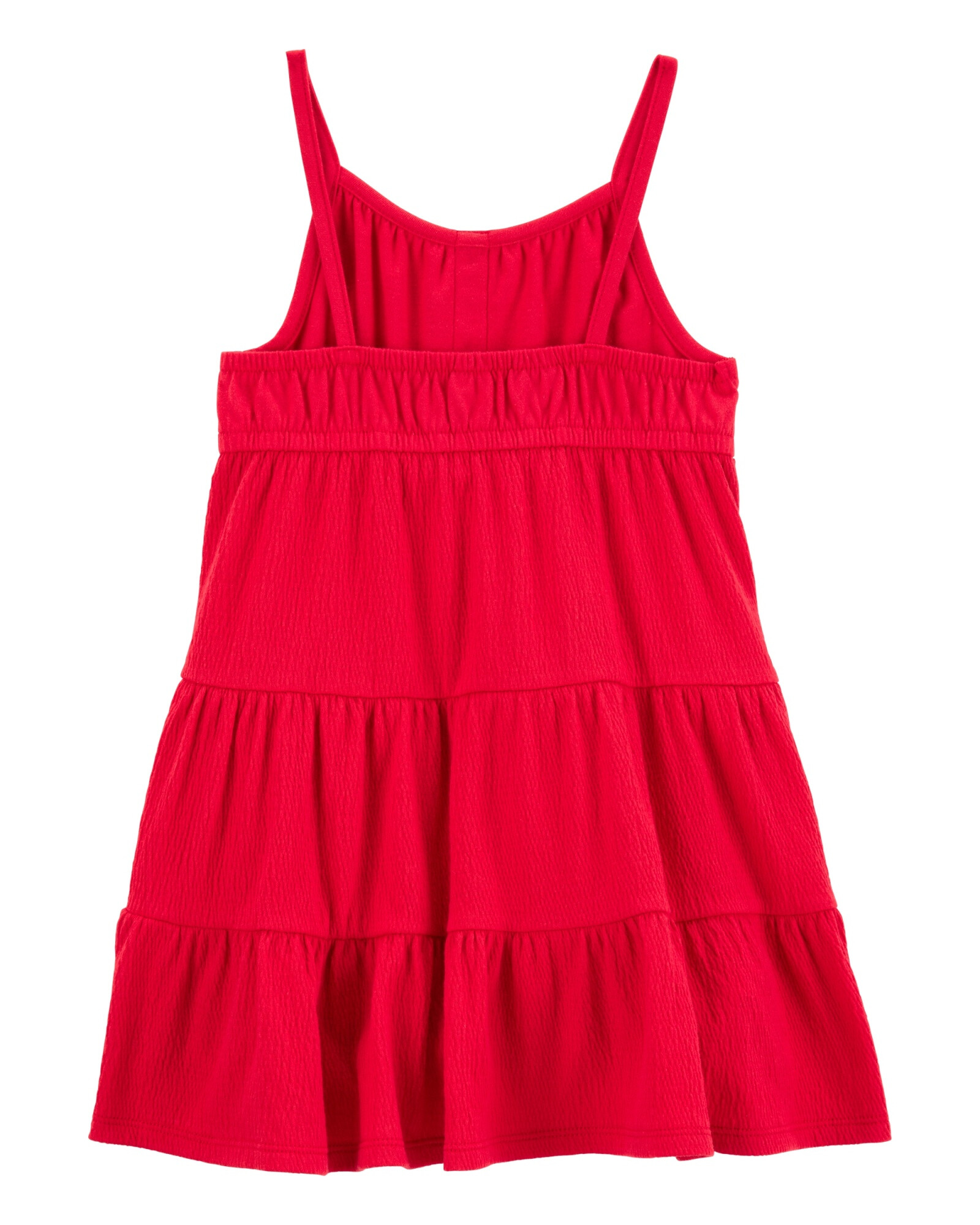 Vestido solera de algodón texturado, rojo Sin color