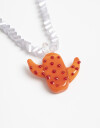 Collares Cortos Canutillos Collar Corto Beads Dije Cactus - Naranja Medio