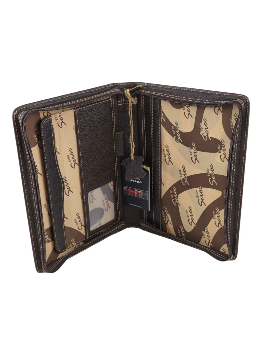 Dosier de Cuero Genuino, Indispensable para Profesionales Modernos. - Chocolate 