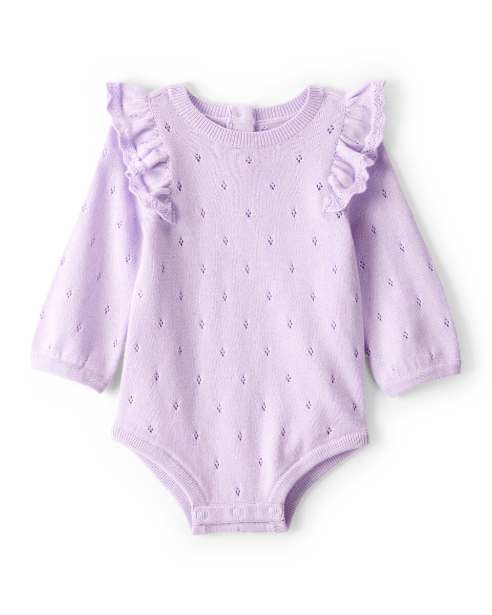 Body de algodón calado, manga con volados 