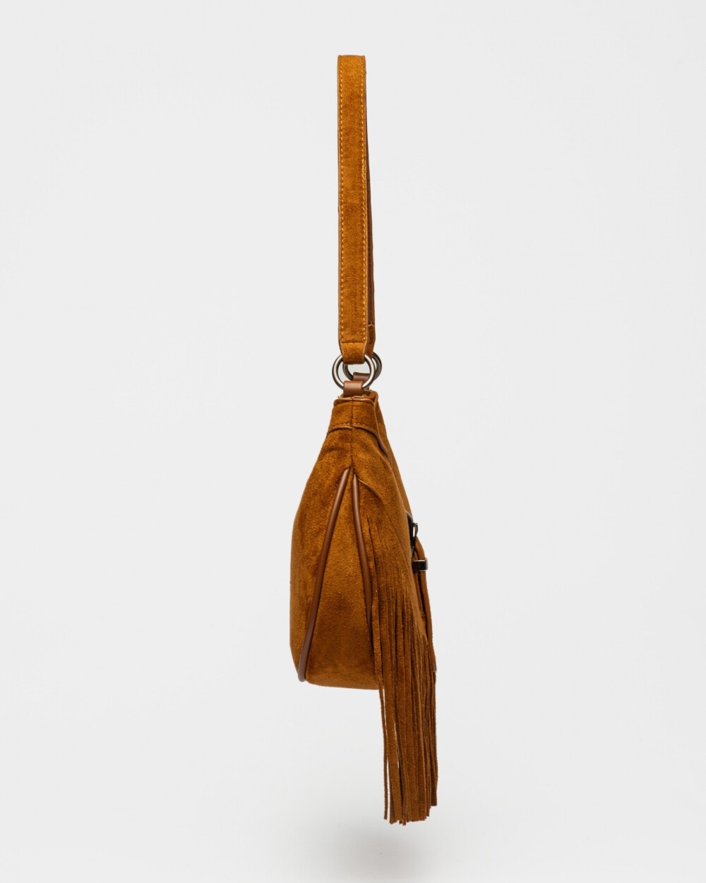 Cartera al hombro Western en efecto gamuza Cuoio
