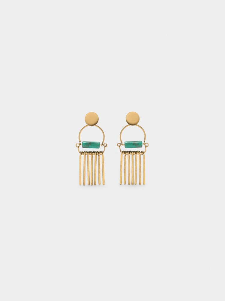 Pendientes Largos Con Barras verde