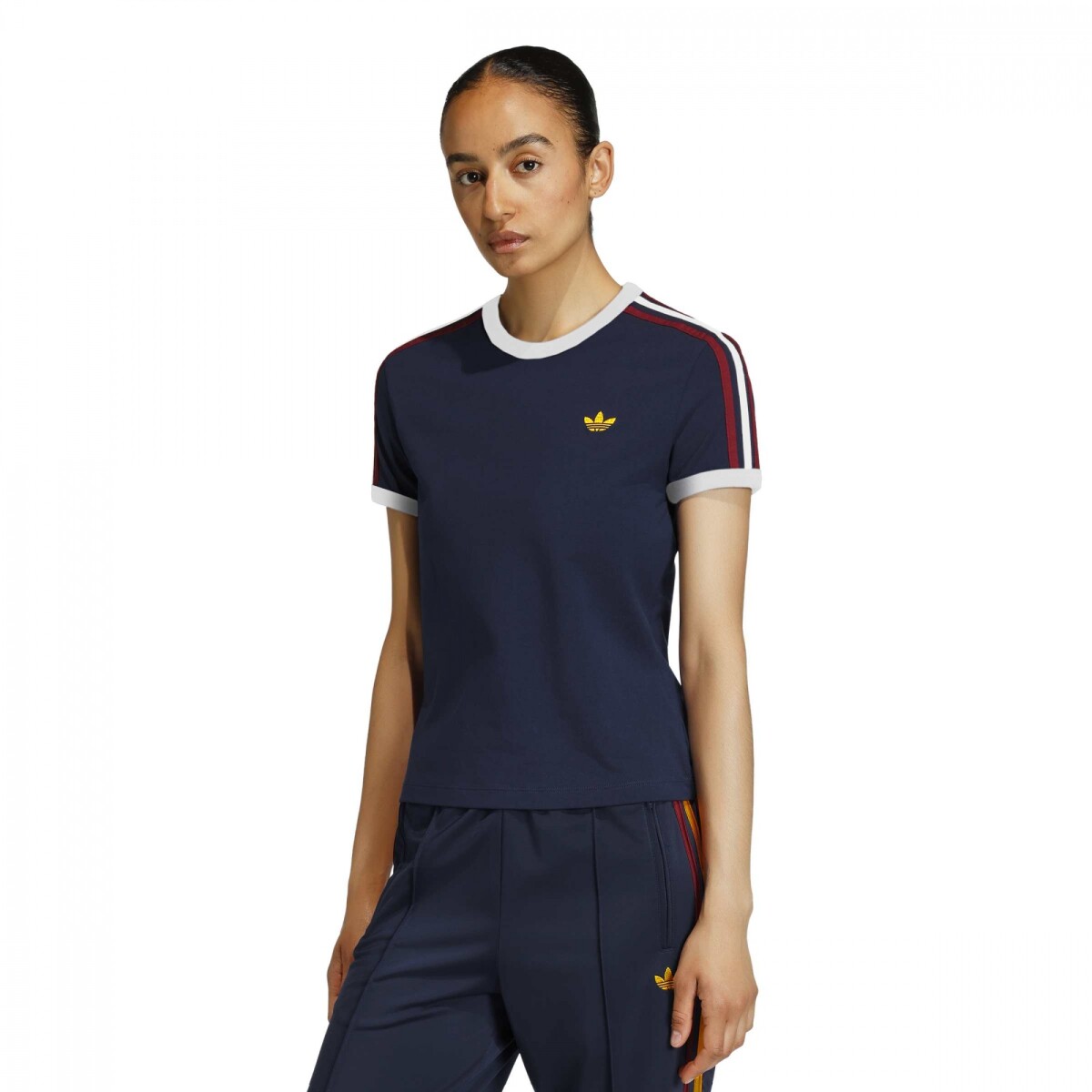 Remera Adidas 3S TEE SLIM Mujer KE9379 - Indigo-rojo 