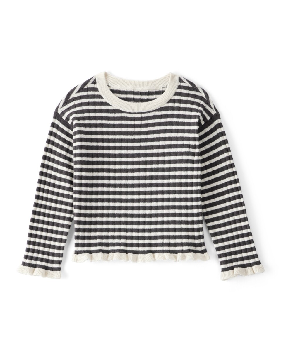 Remera de algodón acanalado, diseño a rayas 