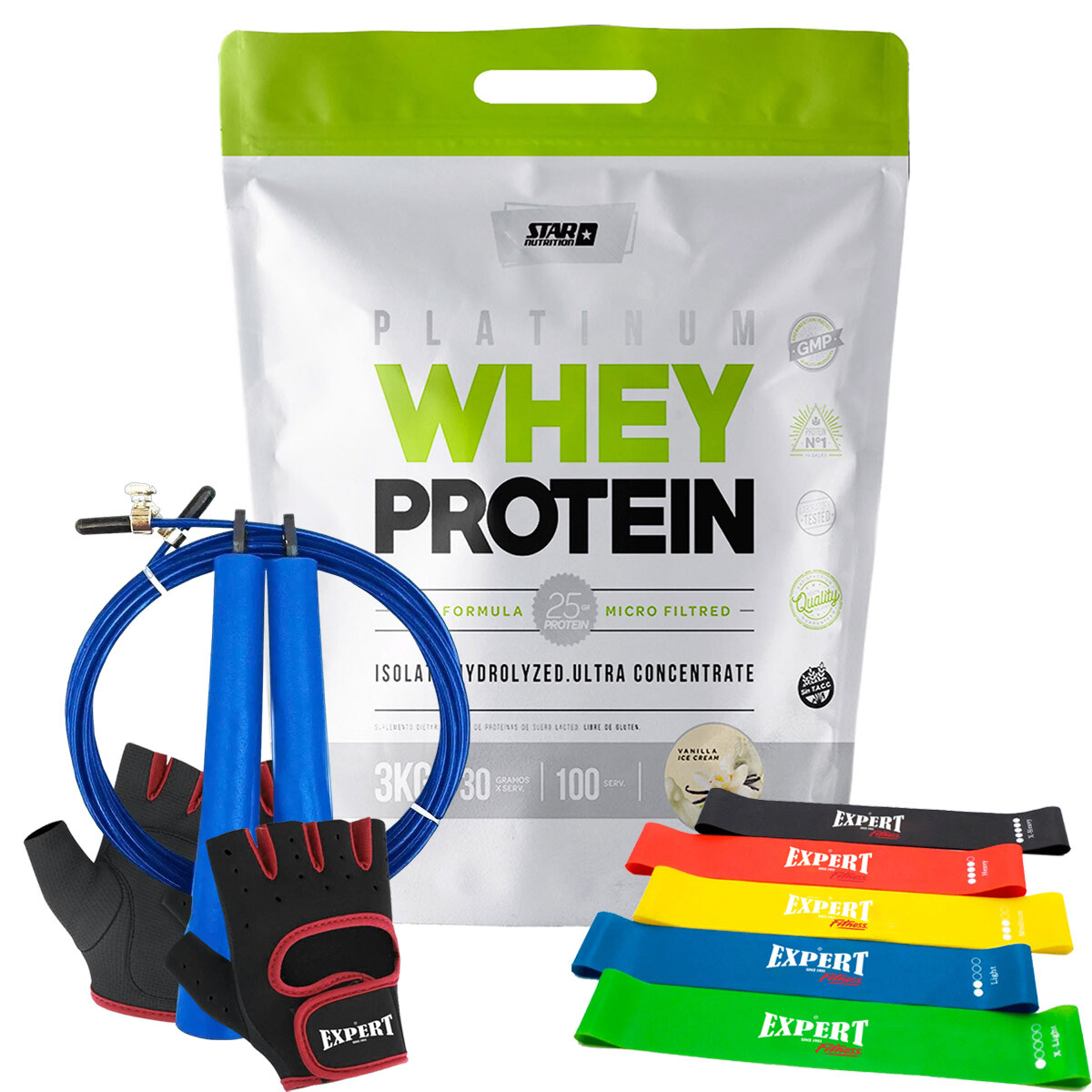 Kit Star Nutrition Whey Protein Isolate 3kg Proteína - Vainilla 