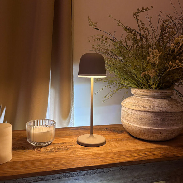 Portátil LED inalámbrica beige p/exterior cálida EG0494