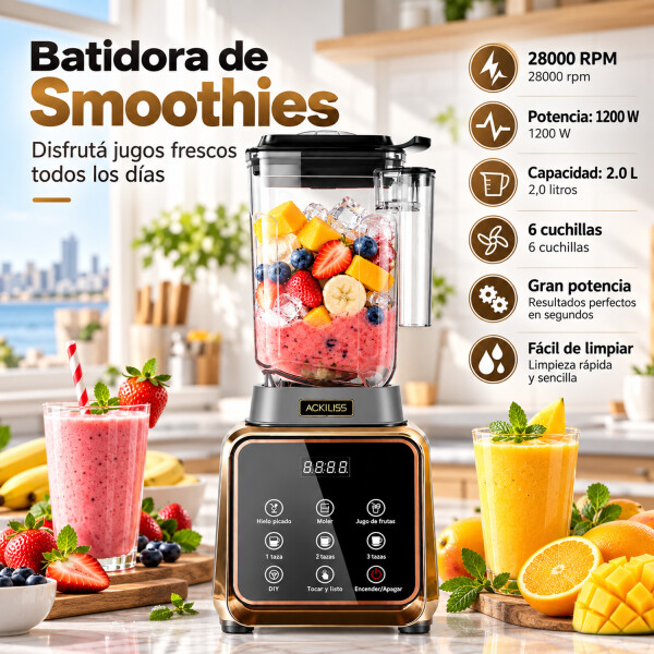 Licuadora Ackiliss Para Smoothies 2 L 1200 W Acl-2943 LICUADORA ELECTRICA ACKILISS ACL-2943