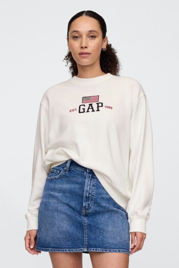 Buzo Deportivo Sin Felpa Logo Gap Mujer New Off White Opt1