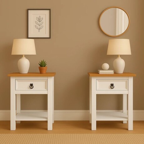 Promo Comoda + 2 Mesa De Luz Linea Naturale - Blanco Promo Comoda + 2 Mesa De Luz Linea Naturale - Blanco