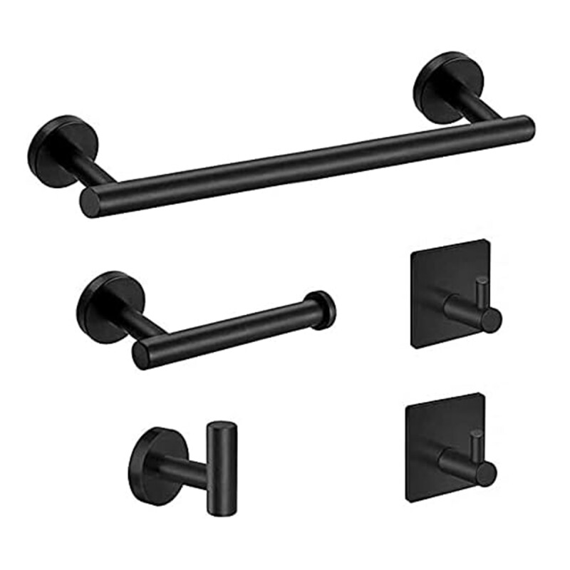 Conjunto de accesorios para baño 6 piezas en metal NEGRO