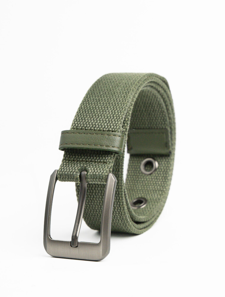 Cinturón de Lona Canvas Hebilla Metal 120 cm Verde Militar
