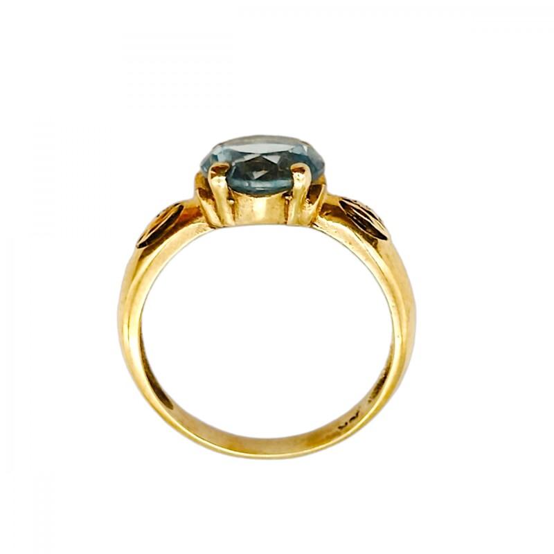 Anillo Solitario-Oro Bajo-Piedra Agua marina-AN8160 conpiedra