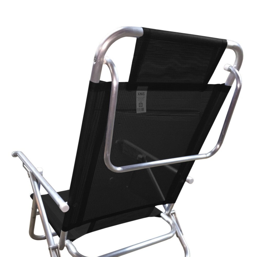 Reposera Baja en aluminio c/posiciones Baño de Sol Clasic NEGRA