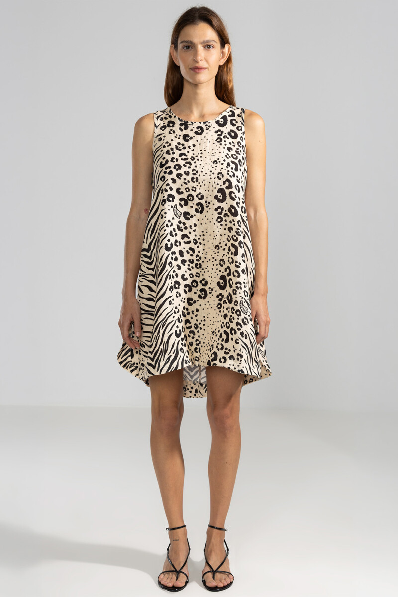 LARA DRESS Feline Cream