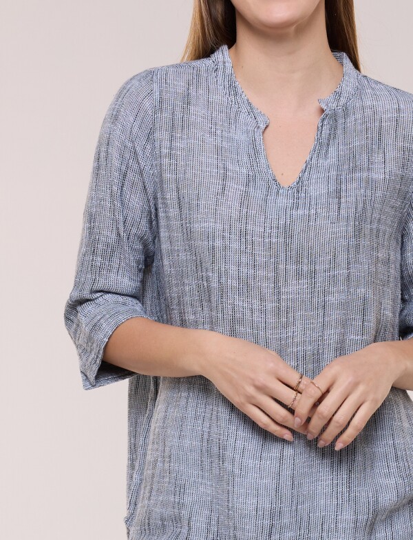 Blusa Con Textura Manga 3/4 NEGRO