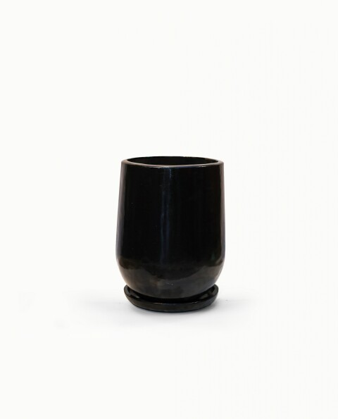 Maceta Fibrocemento c/plato - 50cm x 30cm "Modelo Avalon Negro Brillo