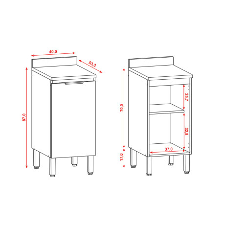 Modulo Bajo Mesada Para Cocina Una Puerta De 0.40Cm GAMAS DE BEIGE